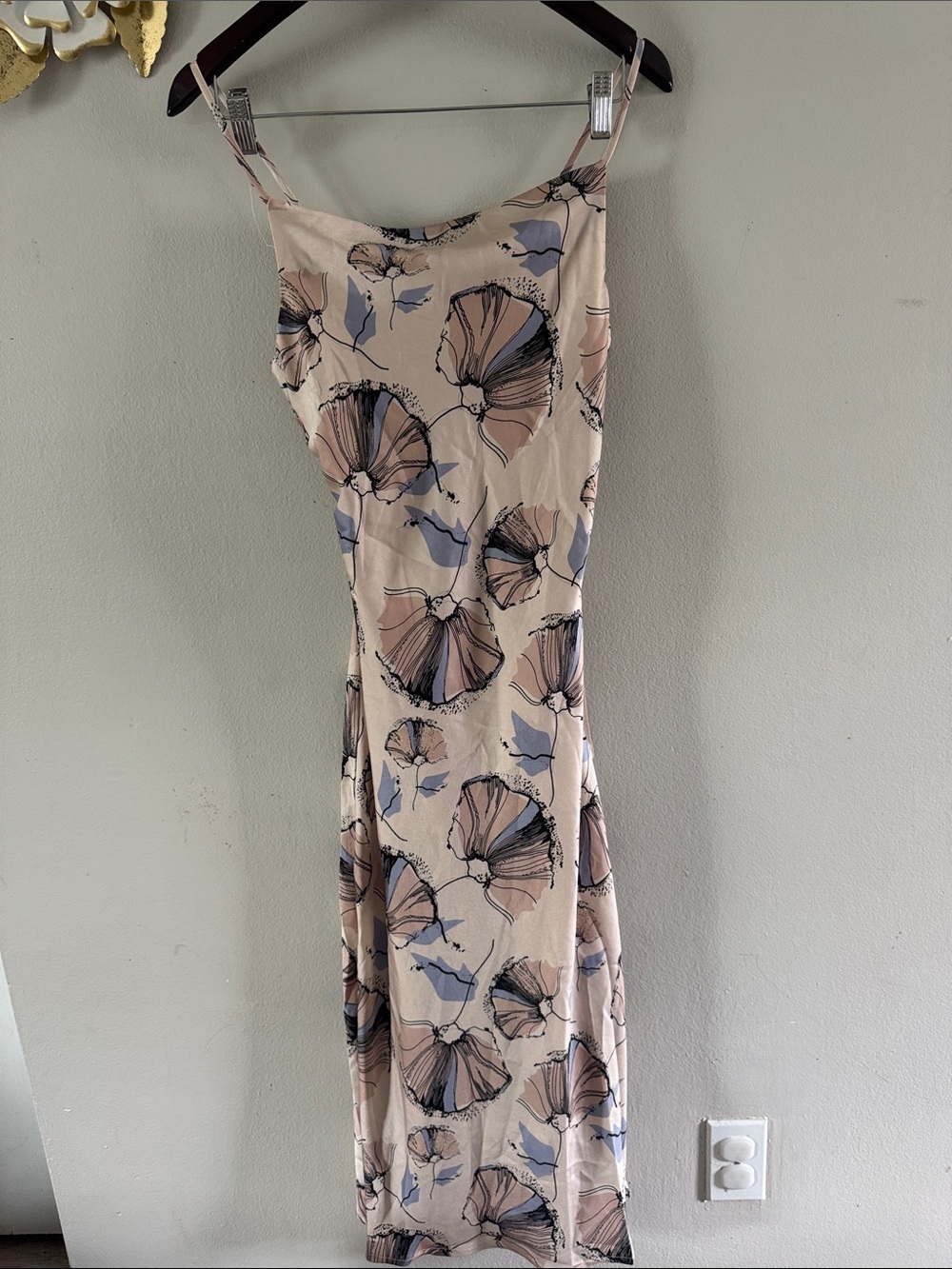 fun 2 fun Blush Pink & Dusty Blue Shell-Print Midi Slip Dress